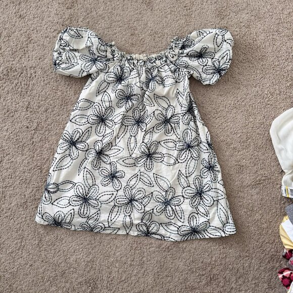 NEXT Mini Dress US 6 Blue And White Floral Embroidered Off the Shoulder - Picture 5 of 8